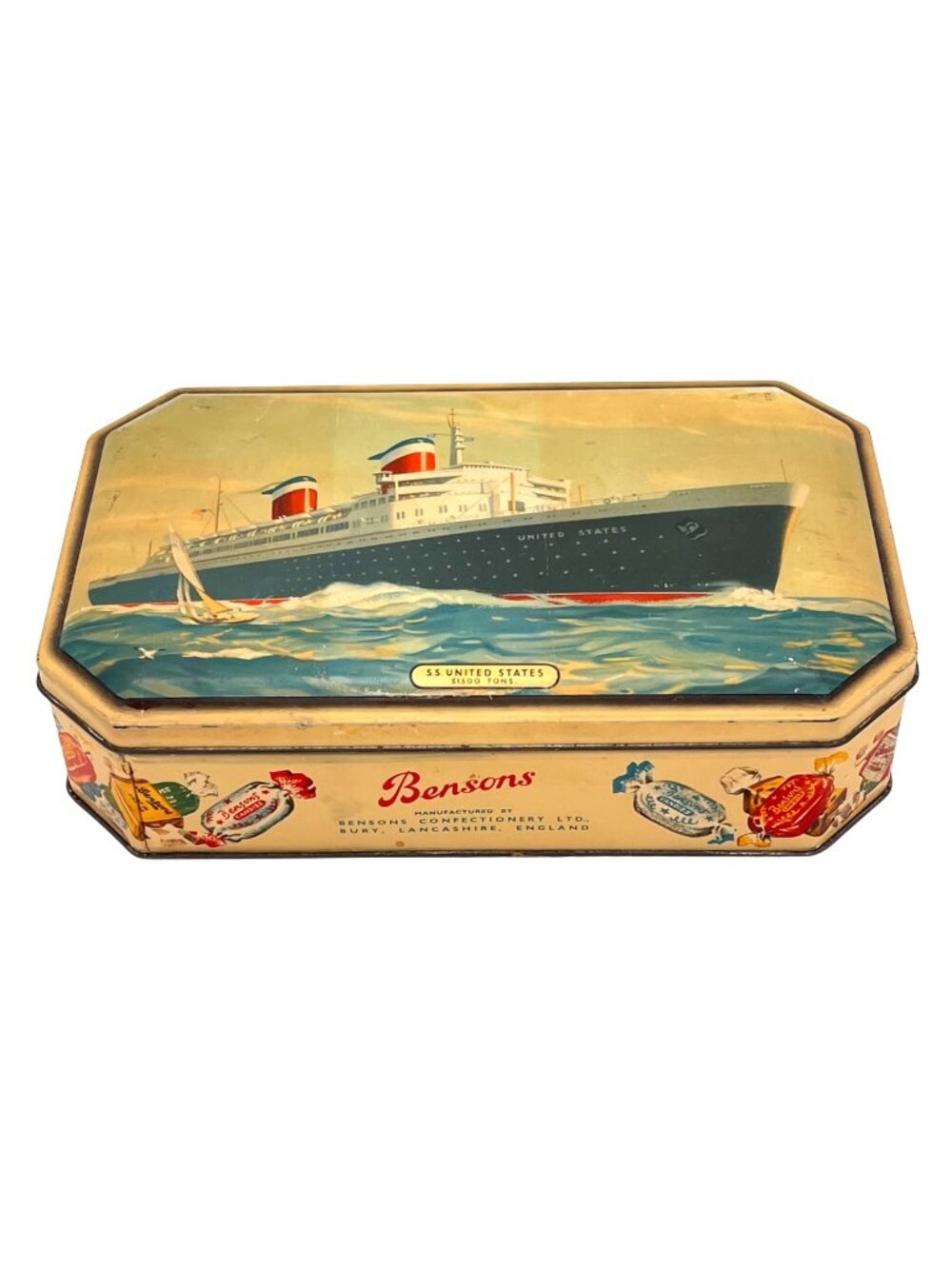 Vintage Bensons English Confectionery Tin SS United States Shawshank Redemption